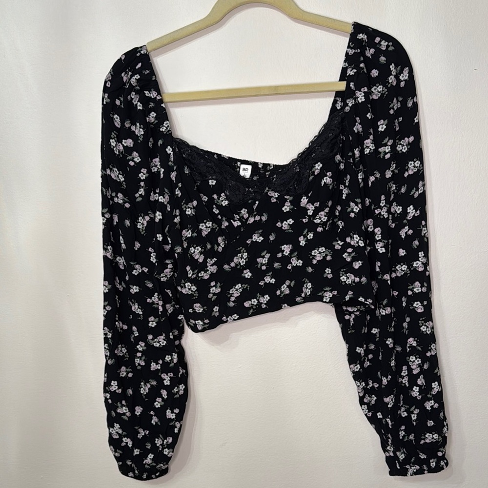 Nordstrom BP Floral Print Smocked Crop Blouse New without tags